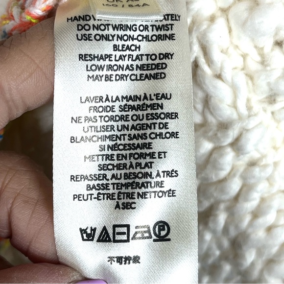 Free People Ivory West Palm Pullover Sweater with Colorful Trim Size XS - Picture 10 of 11